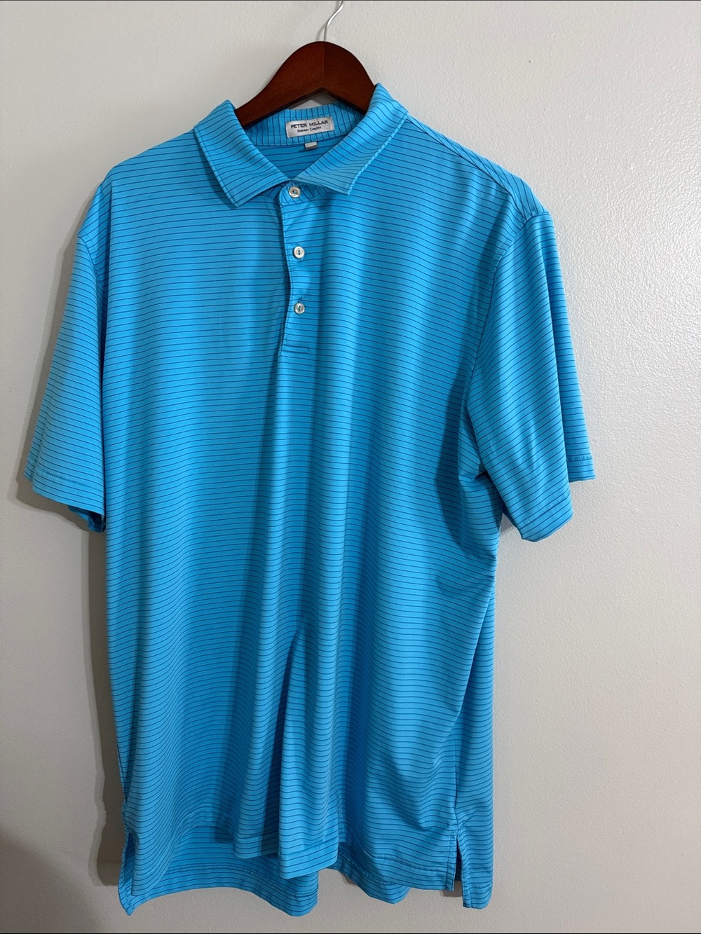 Peter Millar Turquoise Summer Comfot Micro-Stripe Polo Shirt